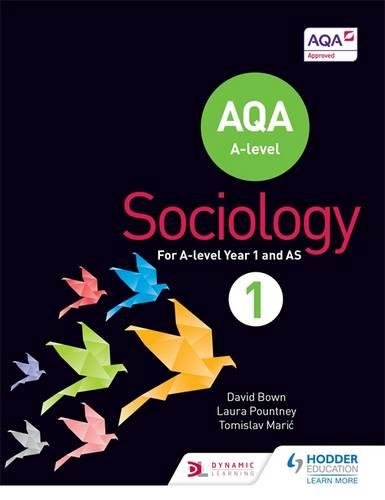 AQA Sociology A-level Book 1 cover with origami birds and green circle.