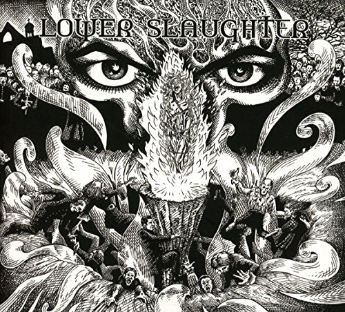 Black and white album cover with large eyes and swirling designs.