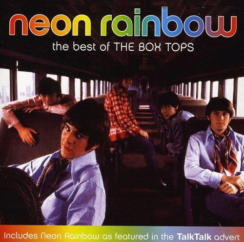 CD cover for The Box Tops’ “Neon Rainbow” featuring band members on a train.