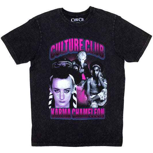 Black t-shirt with Boy George & Culture Club’s “Karma Chameleon” design, size large.