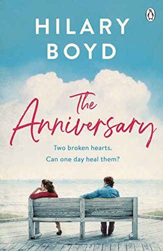 Book cover: "The Anniversary" by Hilary Boyd, couple on a bench.