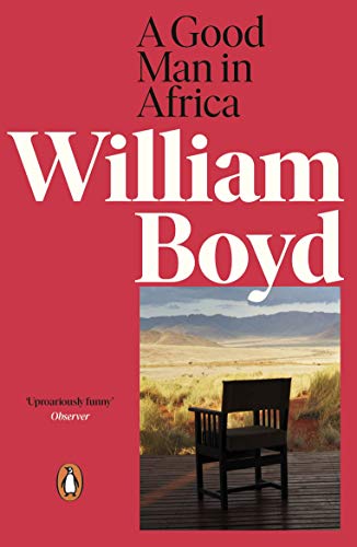 Book cover: “A Good Man in Africa” by William Boyd, with landscape image.