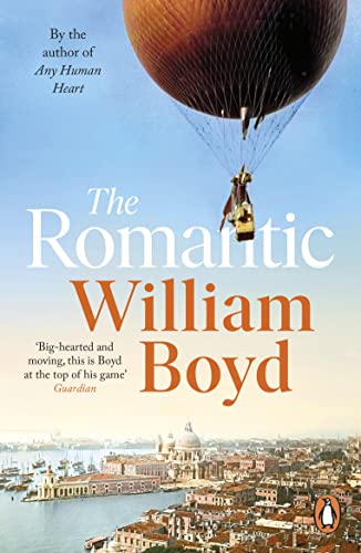 Book cover: “The Romantic” by William Boyd, featuring a hot air balloon.