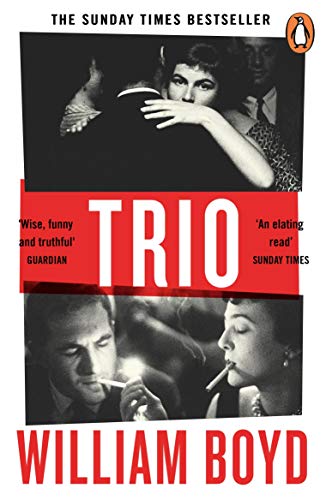 Book cover for "Trio" by William Boyd, featuring black and white portraits.
