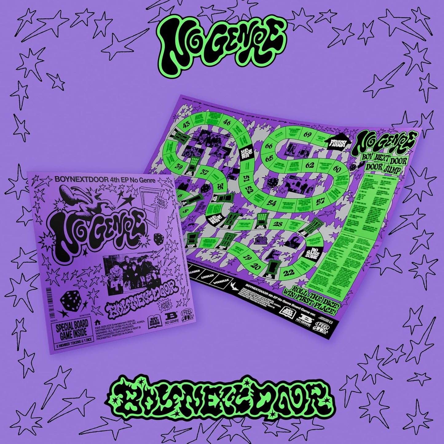 Boynextdoor EP CD cover featuring a colorful, stylized board game design.