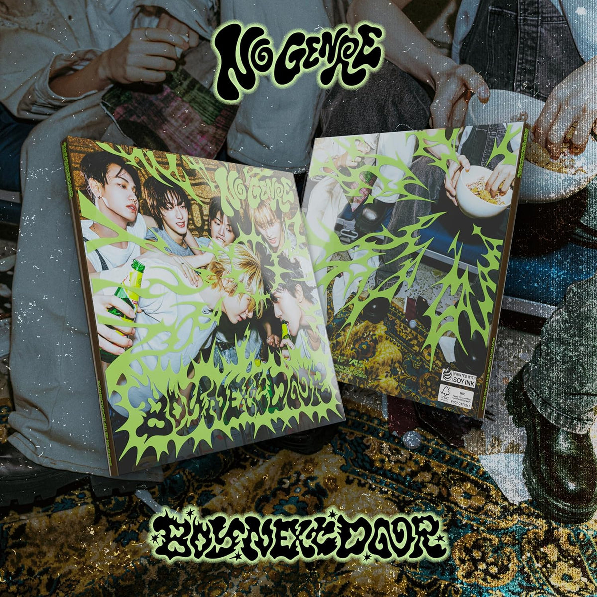 CD packaging for Boynextdoor’s “no Genre” EP, featuring group portrait.