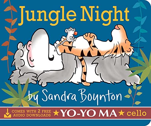 Gorilla and tiger illustrated on the cover of "Jungle Night" book.