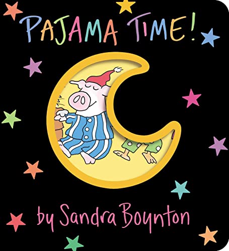 Book cover: sleeping piglet on a crescent moon with stars.