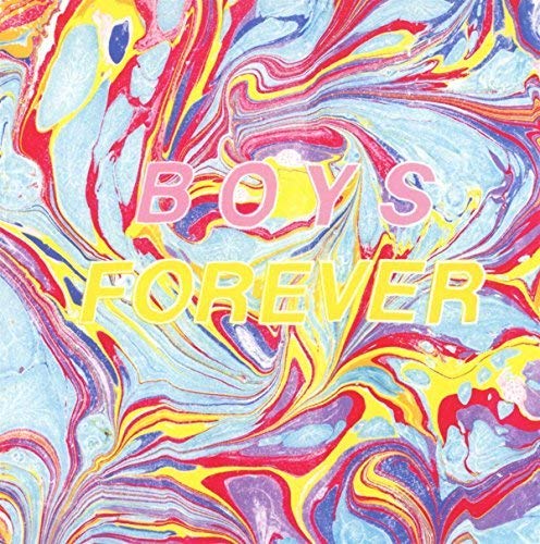 Colorful marbled pattern with "BOYS FOREVER" text in pink and yellow.