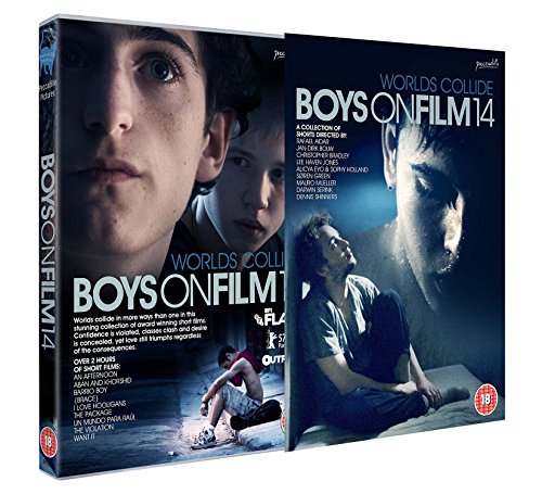 DVD cover for “Boys On Film 14” featuring young men’s portraits.