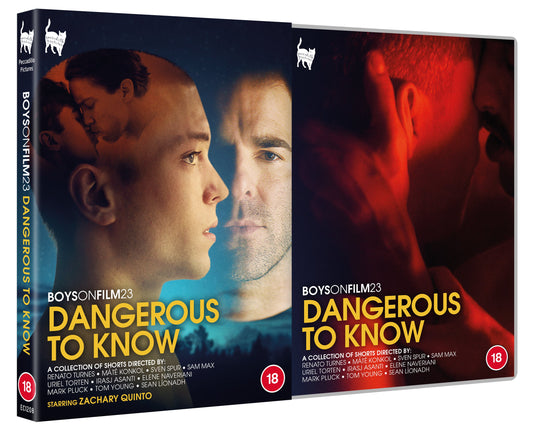 DVD cover for "Boys on Film 23: Dangerous to Know" featuring two men.