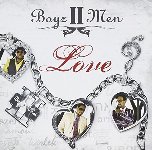 Boyz II Men “Love” CD cover with photos in heart and block charms.