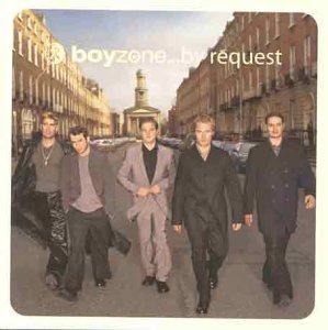 Boyzone album cover, five men walking toward viewer, city backdrop.