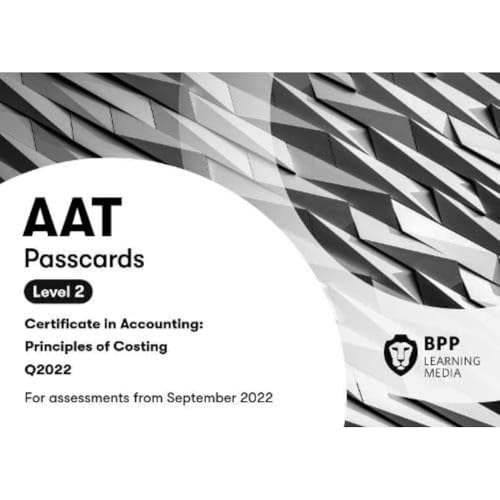 AAT Passcards for Principles of Costing, Level 2, with BPP Learning Media logo.