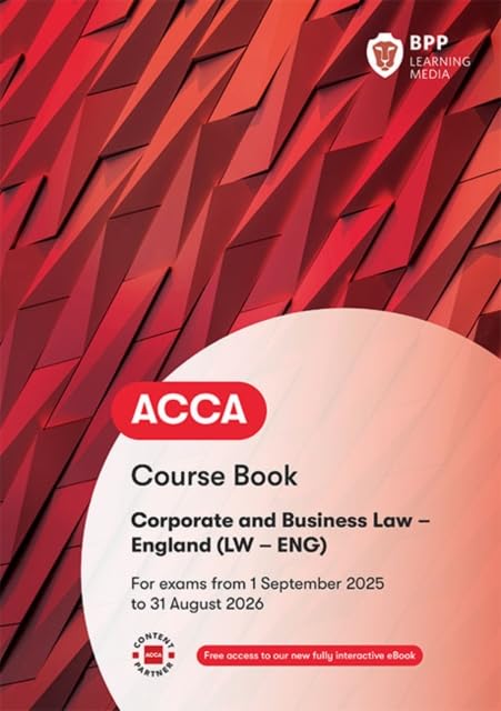 Red textbook cover for ACCA Corporate and Business Law course book.