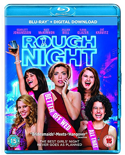 Blu-ray cover for the comedy film "Rough Night" featuring five women.