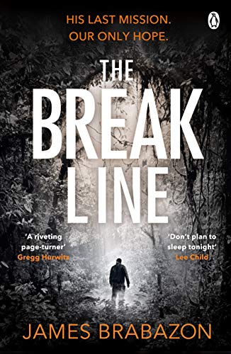"The Break Line" book cover: dark forest scene with a man walking away.