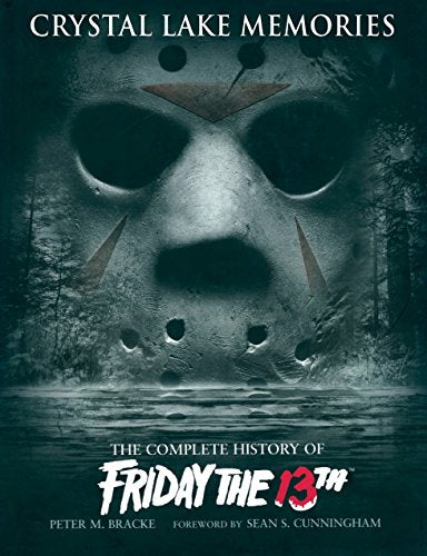 Book cover featuring a large Jason Voorhees hockey mask over a dark, misty lake.