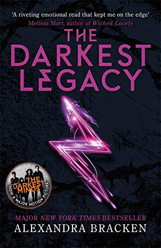 Book cover for The Darkest Legacy featuring a glowing pink lightning bolt on black.