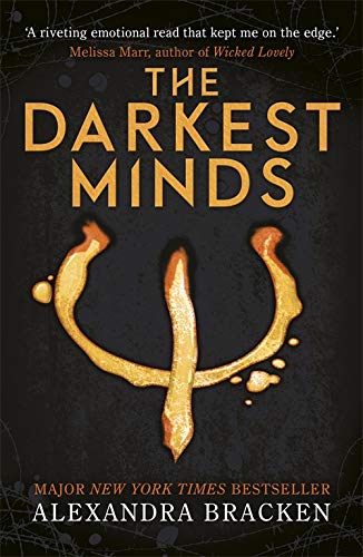 Book cover: "The Darkest Minds" with a golden psi symbol on black.