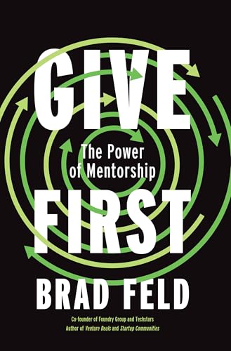 Book cover with white text "GIVE FIRST" over green concentric circular arrows on black.