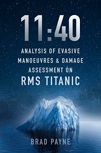 Book cover: Titanic analysis with iceberg image and large title "11:40".