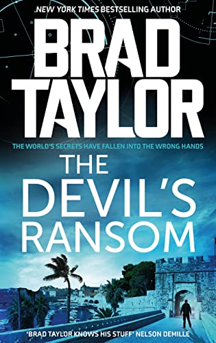 Book cover: "The Devil's Ransom" by Brad Taylor, with a coastal fortress image.