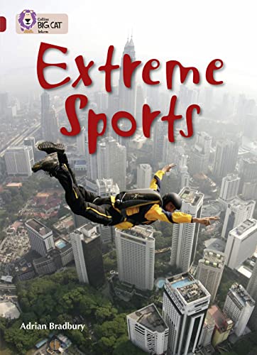 Book cover depicting a skydiver over a cityscape, titled "Extreme Sports".
