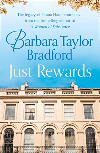 Book cover for Just Rewards by Barbara Taylor Bradford showing a classic stone building.