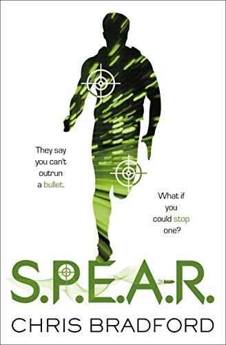 Book cover: Silhouette of a running man with crosshairs, title "S.P.E.A.R.