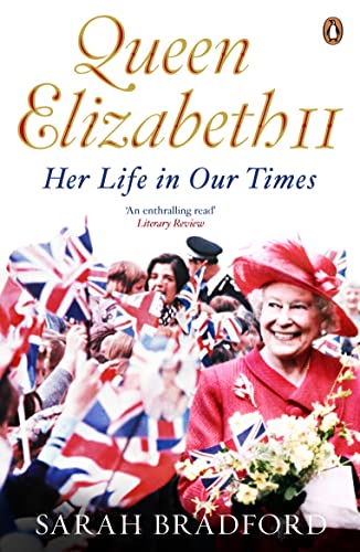 Book cover featuring Queen Elizabeth II with crowds and Union Jack flags.