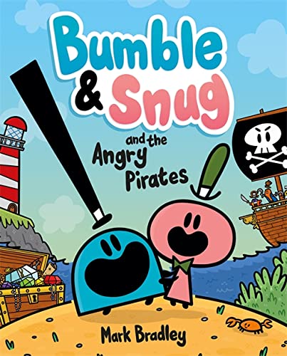 Children’s book cover with two round characters and pirate ship.