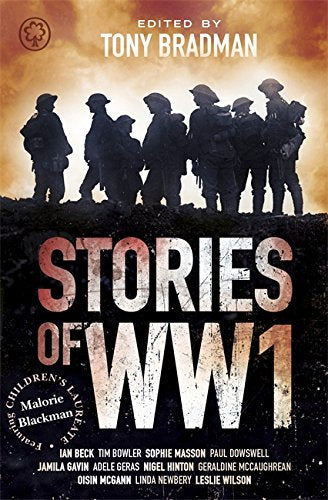 Book cover showing silhouettes of soldiers against a sunset with the title Stories of WW1.