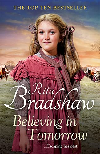 Book cover: young girl in vintage clothing, title "Believing in Tomorrow.