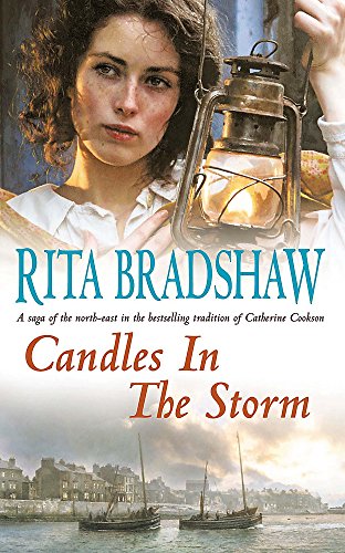 Book cover: woman holding lantern, coastal town and ships in background.