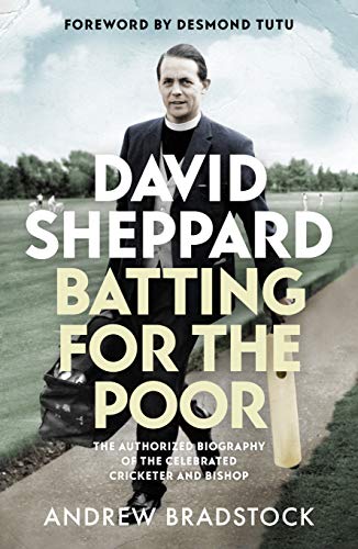 Book cover featuring David Sheppard in clerical collar with cricket bat.