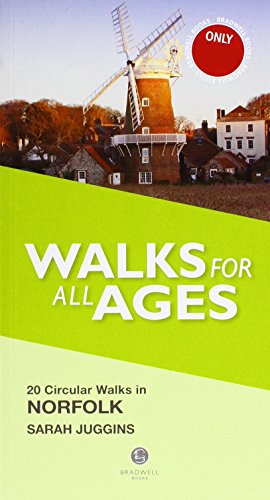Book cover: windmill, houses, green text “Walks for All Ages”, Norfolk.