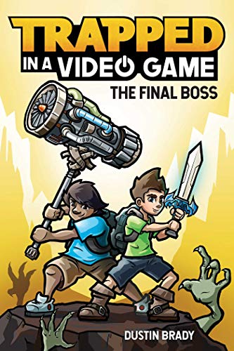 Book cover: two boys with weapons face a robotic hand and monster.