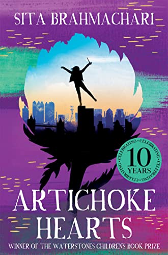 Book cover for Artichoke Hearts featuring a silhouette of a person against a city skyline.