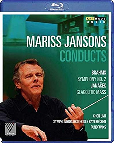 Blue-ray disc cover featuring Mariss Jansons holding a baton, green background.