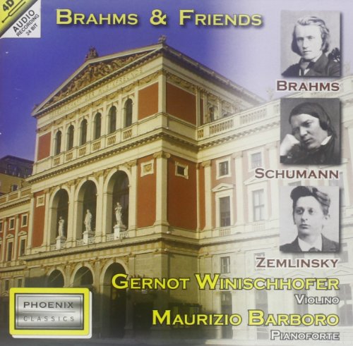 CD cover featuring a concert hall, portraits of composers, and performers.