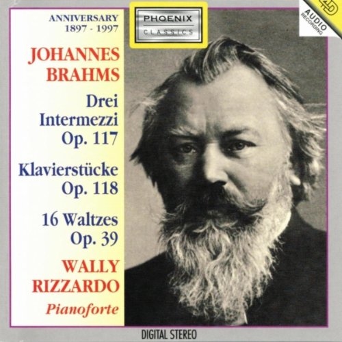 CD cover featuring Johannes Brahms portrait and pianist Wally Rizzardo’s name.