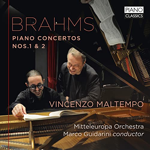 CD cover featuring pianists Vincenzo Maltempo and Marco Guidarini at a grand piano.