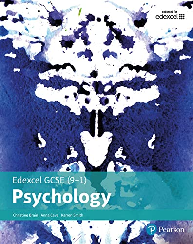Textbook cover with blue Rorschach inkblot design, titled Edexcel GCSE (9–1) Psychology by Pearson.