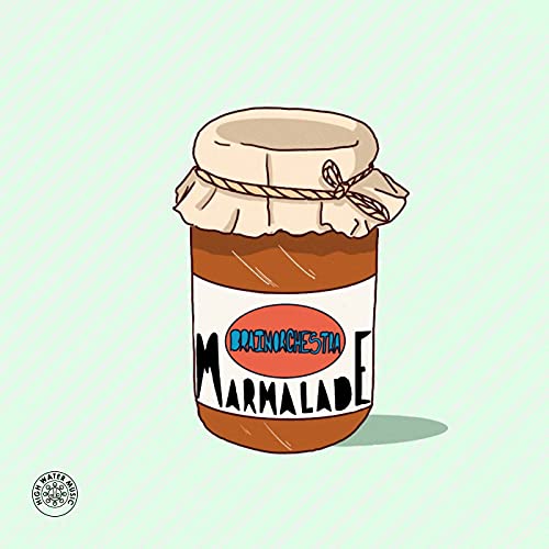 Vinyl record cover: illustrated jar of marmalade with band name.
