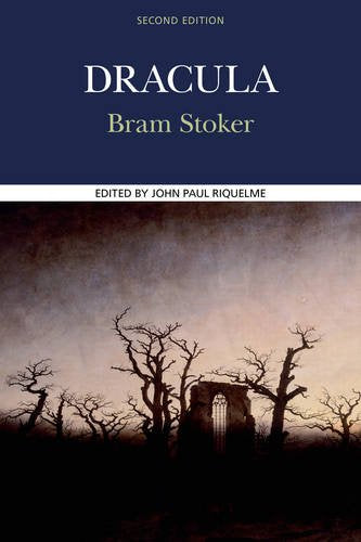 Book cover for “Dracula” by Bram Stoker, with a dark, eerie landscape.