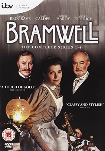 DVD cover for Bramwell featuring three actors in period clothing with a vintage lamp.