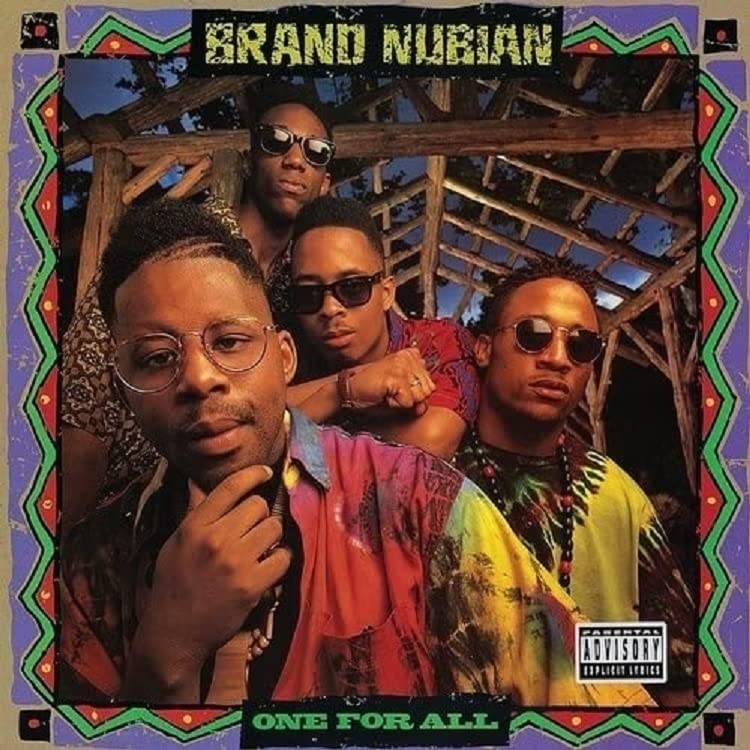 Album cover for Brand Nubian’s “One For All” featuring four men in sunglasses.