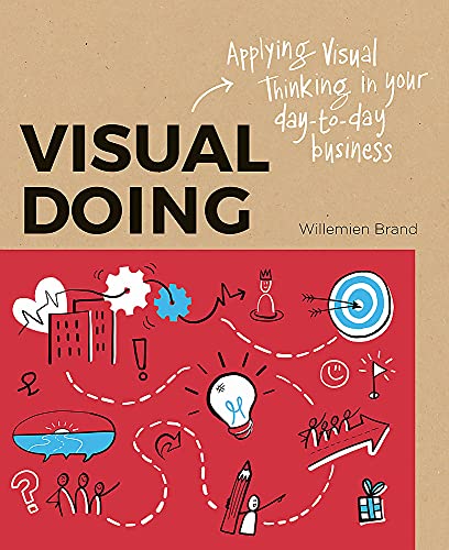 Book cover titled Visual Doing with hand-drawn business icons on a red background.