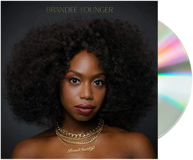 CD cover featuring portrait of Brandee Younger with afro and gold necklace.
